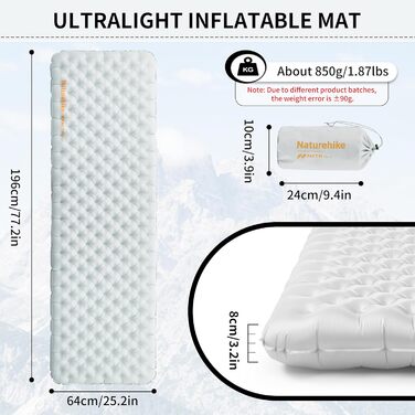 Килимок для кемпінгу Naturehike Thermal 3.2R, 4-сезонний, -5℃, сірий, XL. Ультралегкий, високий R-значення, для зими.
