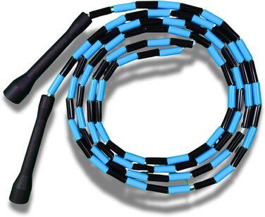 Стрибкове канат Elevate Rope Professional з перлами - 3м, регульований, якісні перлини та полішнур - для фрістайлу, кардіо та трюків, підходить для всіх рівнів, для використання в приміщенні та на вулиці (Blue/Black)