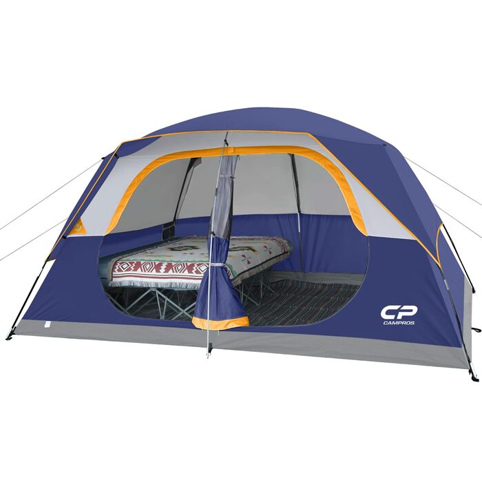 Намет сімейний CAMPROS Campingzelt 6 для 8 осіб, водонепроникний, 366x274x193 см, швидкий монтаж, 4 сезони, блакитний