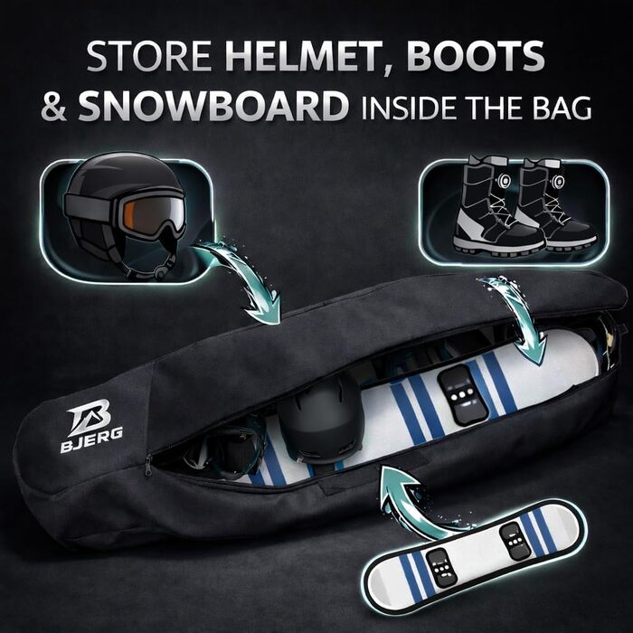 Чохол-сумка для сноуборда Bjerg Boardbag, рюкзак для транспортування сноуборда до 170 см, антрацит, Made in Europe