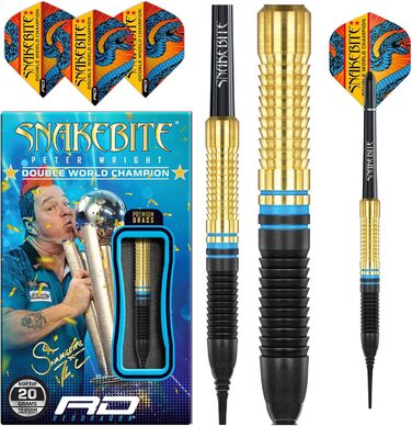 Дротики RED DRAGON Peter Wright Snakebite Brass Softip 20 г, набір для дартсу