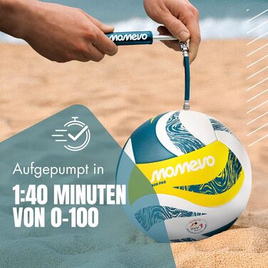 Волейбольний м'яч SunPro для пляжного волейболу, сертифікований DVV, розмір 5, м'яка поверхня з мікрофібри PU - для пляжних та спортивних ігор на піску, подарунок (у комплекті з насосом)