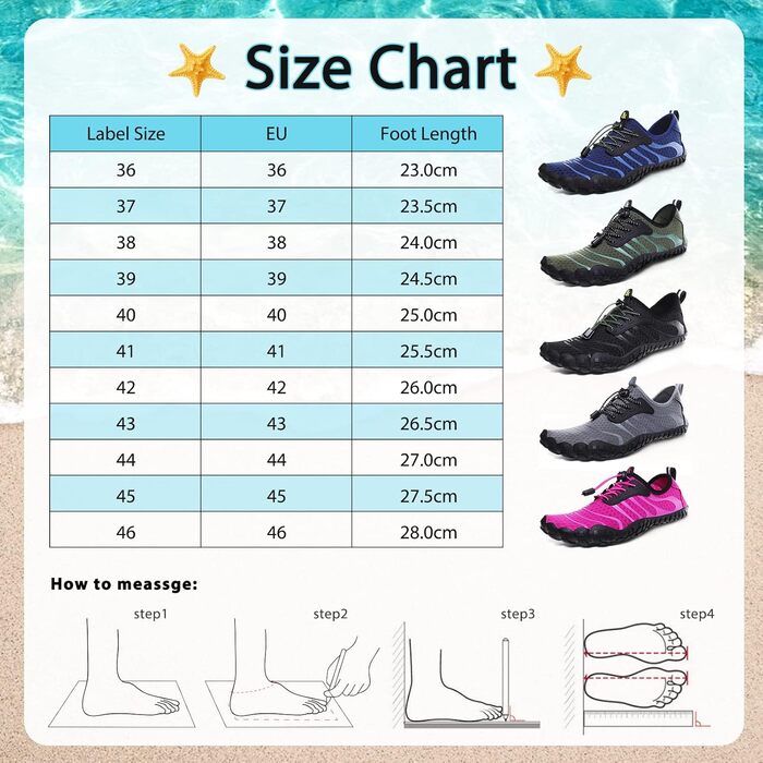 Шкарпетки для плавання та водних видів спорту: чоловічі та жіночі шкарпетки для пляжу, басейну та моря. Швидка сушка, дренажні отвори, унісекс, розміри 36-46 EU, колір блакитний