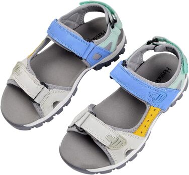 Жіночі спортивні сандалі Harssidanzar для літа та активного відпочинку - шкіра, регульовані ремінці, зелено-блакитні (36 EU)