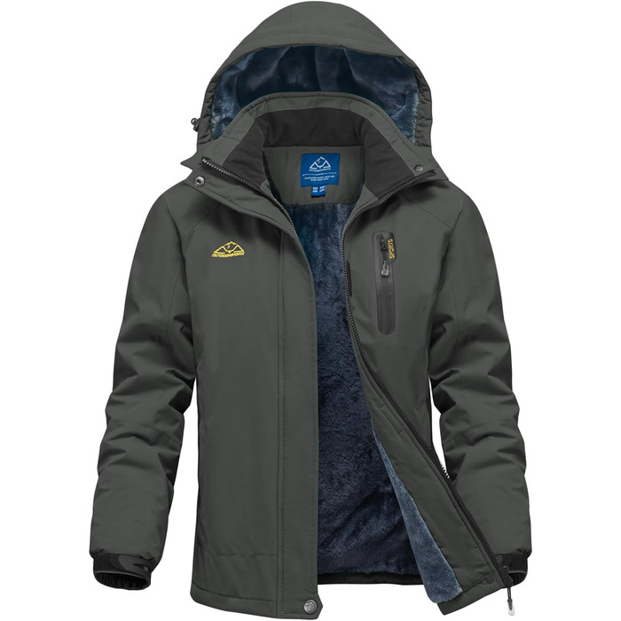 Зимова куртка Daen Outdoor: вітронепроникна, водонепроникна Softshell з флісовою підкладкою, для катання на лижах, функціональна, з капюшоном (M, темно-сірий)