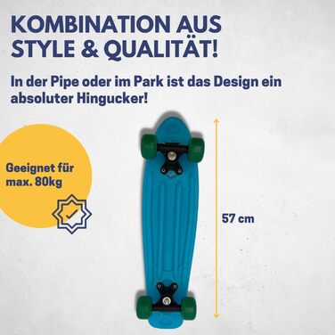 Дитячий скейтборд Penny Board Best Sporting, ретро стиль, синій, круїзер з підшипниками ABEC 5, для дітей, вінтажний дизайн