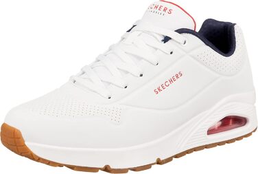 Кросівки Skechers Uno Stand On Air для чоловіків, білі, Durabuck, темно-синій, червона вставка, 44 EU