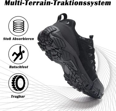 Черевики для хайкінгу SHULOOK чоловічі водонепроникні легкі трекінгові черевики з підтримкою щиколотки, неслизькі спортивні кросівки для кемпінгу та хайкінгу (47 EU, Чорний)