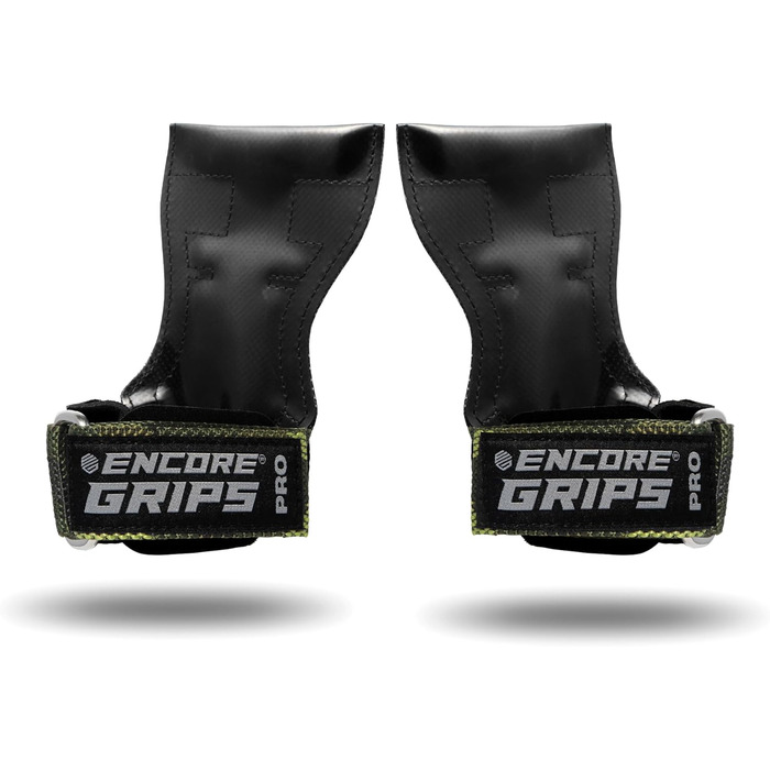 Лямки для силових тренувань та бодібілдингу Grip Pads з технологією обмотки та підтримкою долоні, колір зелений камуфляж (розмір L)