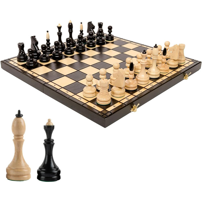 Шаховий набір Master Of Chess Staunton 50 см, дерев'яний, бук і береза, преміум-якість, велика дошка для гри, елітне шахове поле