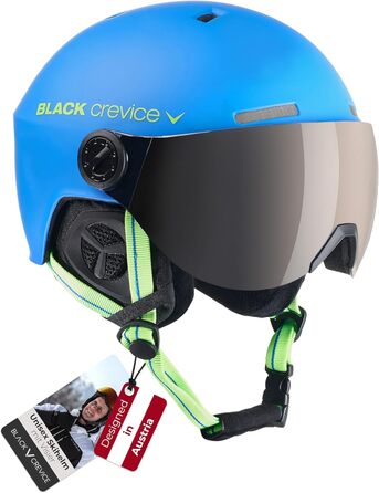 Шолом гірськолижний BLACK CREVICE Gstaad з візором (пілотський стиль) | Полікарбонат | Дихаючий | Регульований розмір | Для чоловіків та жінок