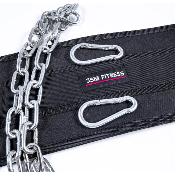 Пояс для підтягувань і віджимань JSM FITNESS® Premium з міцним ланцюгом і карабіном, шкіряний гантельний пояс для бодібілдингу, кросфіту, каллістеніки, для додаткового навантаження
