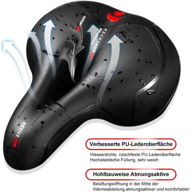 Велосипедне сідло Lachesis: комфортне, гелеве, з підвіскою для чоловіків та жінок. Підходить для MTB, шосе та трекінгових велосипедів (червоний)