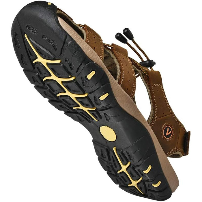 Чоловічі сандалі з натуральної шкіри для пляжу, піших прогулянок та туризму. Легкі, дихаючі сандалі для активного відпочинку та риболовлі. Розмір 43 EU, колір коричневий.