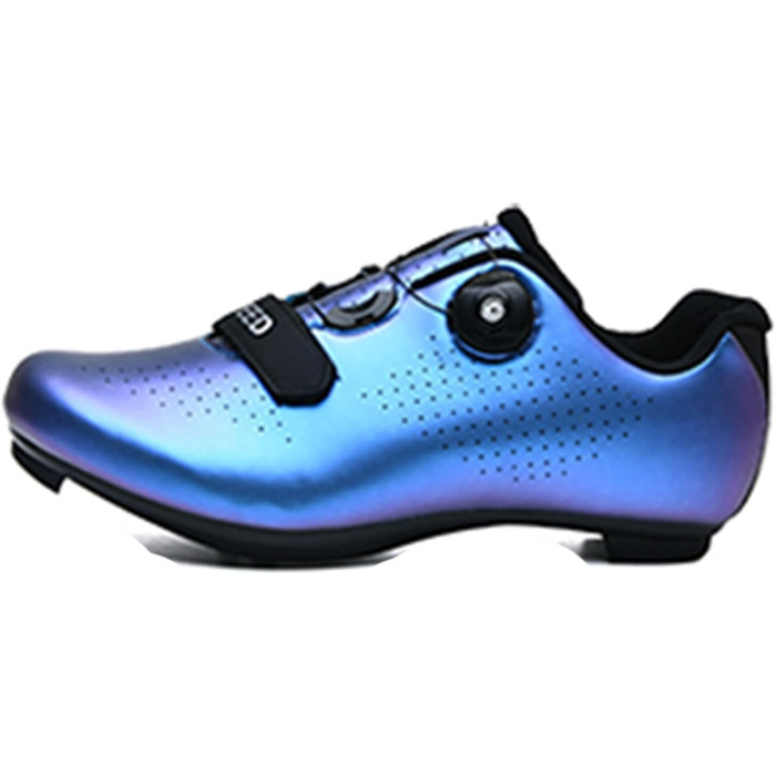 Велосипедні черевики для чоловіків та жінок, для шосе та гірського велосипеда, з гумовою підошвою, дихаючі кросівки, нековзкі черевики без фіксатора, MTB черевики (45 EU, Синій)