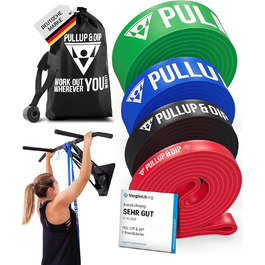 Фітнес-гумки Pullup & Dip: еластичні стрічки для тренувань з дверними фіксаторами та інструкцією. Набір та окремо. Червоний (EXTRA LIGHT)