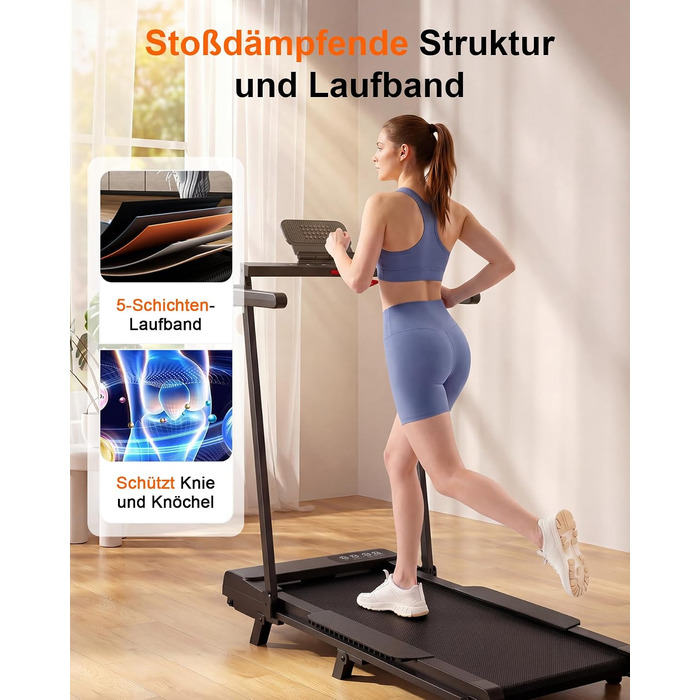 Бігова доріжка Superun Walking Pad з нахилом 6%, для дому, з додатком, до 136 кг, чорна. Швидкість до 12 км/год, режим для роботи за столом.