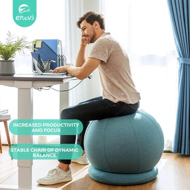 Гімнастичний м'яч ENOVI ProfiBalance з чохлом, сидячий м'яч для офісу, велюр, лімітована серія, 70-75 см