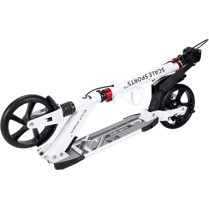 Самокат двоколісний складний Kickscooter для дітей 8-12 років, підлітків та дорослих, регульований кермо, колеса PU 200 мм, дискове та ножне гальмо, білий/чорний