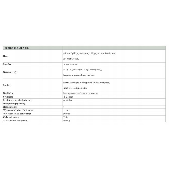 Батут із сіткою Jumpi 312 см FT 10 (304-312 см)