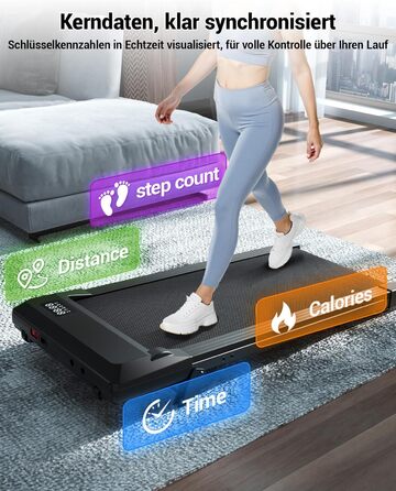 Бігова доріжка DeerRun Walking Pad з ухилом 6%, для дому та офісу, з додатком, LED-дисплеєм, пультом ДУ, до 136 кг, матово-чорна
