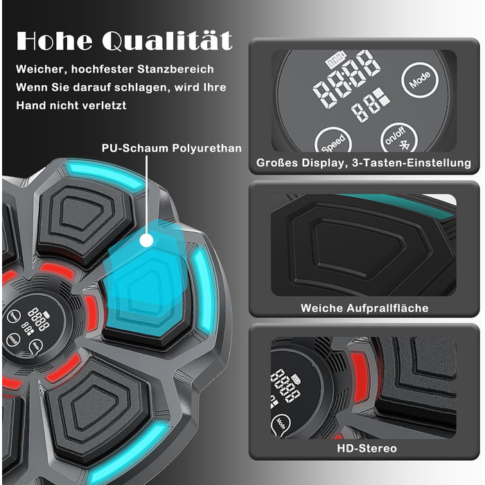 Музичний боксерський тренажер з Bluetooth, для дому, з рукавичками, для дітей та дорослих