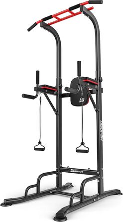 Силова станція Hop-Sport HS-1016 з турніком і брусами, Power Tower для підтягувань і віджимань, антиковзні ручки, 2 еспандери