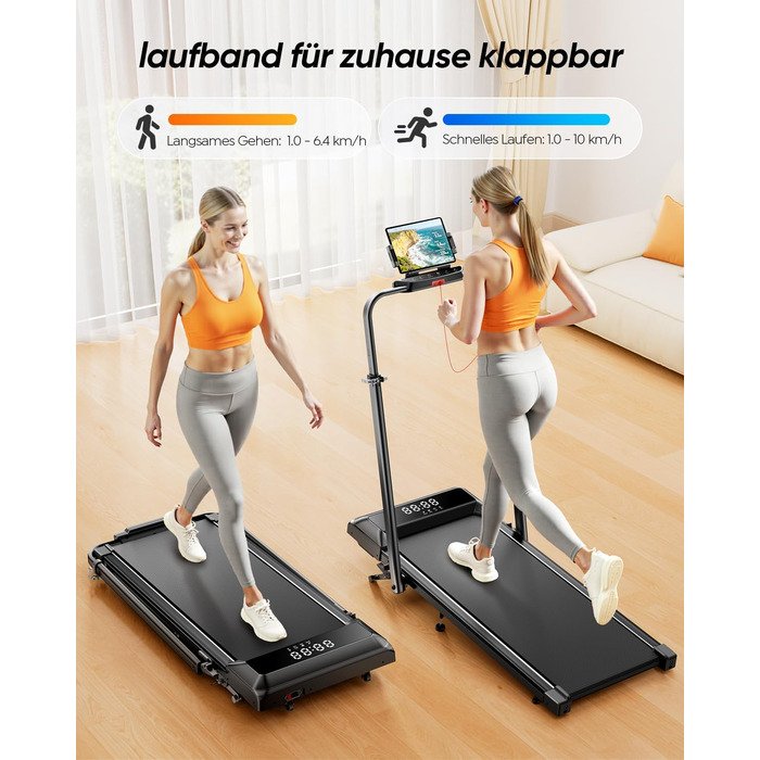 Біговий доріжка для дому з нахилом 5 в 1, 12% нахил, 2.5HP, складана, для дому та офісу, LED-дисплей, до 136 кг, без встановлення (чорно-біла, 137.01*71.81*13.00 см)