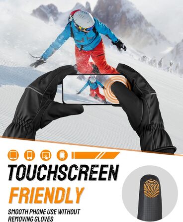 Водонепроникні зимові рукавички GXCROR для жінок та чоловіків з підтримкою сенсорного екрану, 3M Thinsulate, для катання на лижах, велосипеді, прибирання снігу та робіт на відкритому повітрі, до -20°C, теплоізоляція