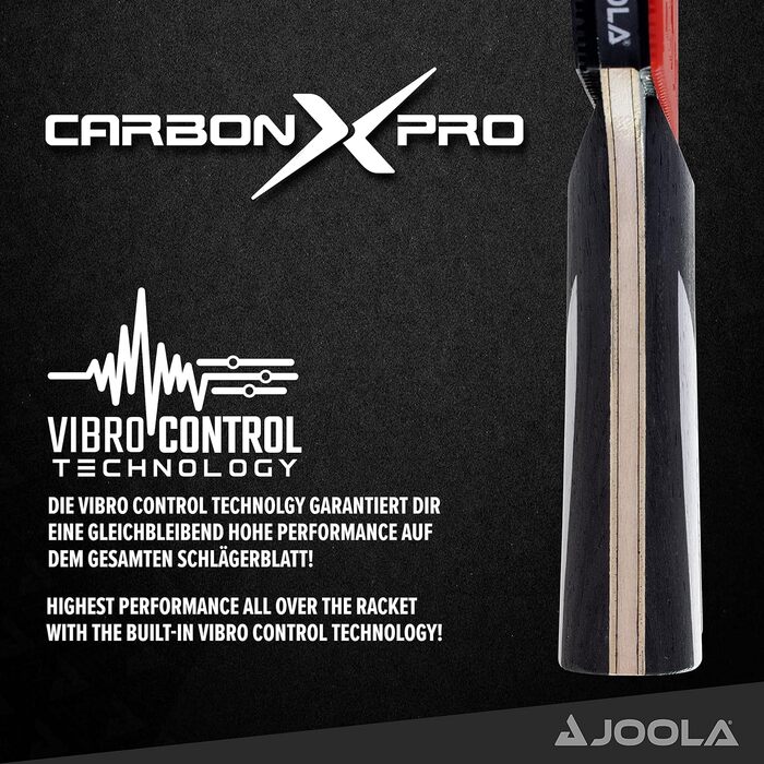 Набір для настільного тенісу JOOLA: ракетка Carbon X Pro 2 мм, чорна/сіра, та 12 м'ячів Outdoor 40+ мм, білі, для тренувань