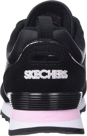Кросівки жіночі Skechers Og 85 Step N Fly чорного кольору з замші, сітки та Duraleather, рожева окантовка, 35.5 EU