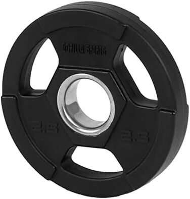 Олімпійські диски для штанги GORILLA SPORTS, 2,5 кг, тригрип, пластикові, 50 мм, чорні – вагові диски для тренувань