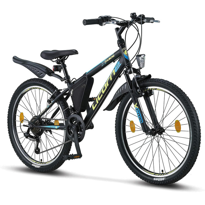 Гірський велосипед Licorne Bike Guide Premium 24 дюйми, 21 швидкість, для дітей та дорослих