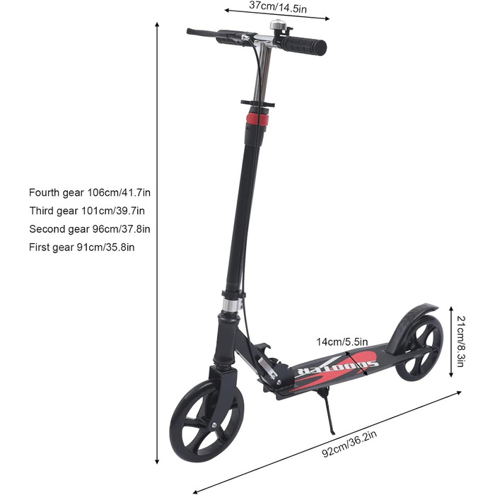 Міський складний трюковий самокат T-Style з кошиком та дисковим гальмом, 210 мм колеса, для дорослих