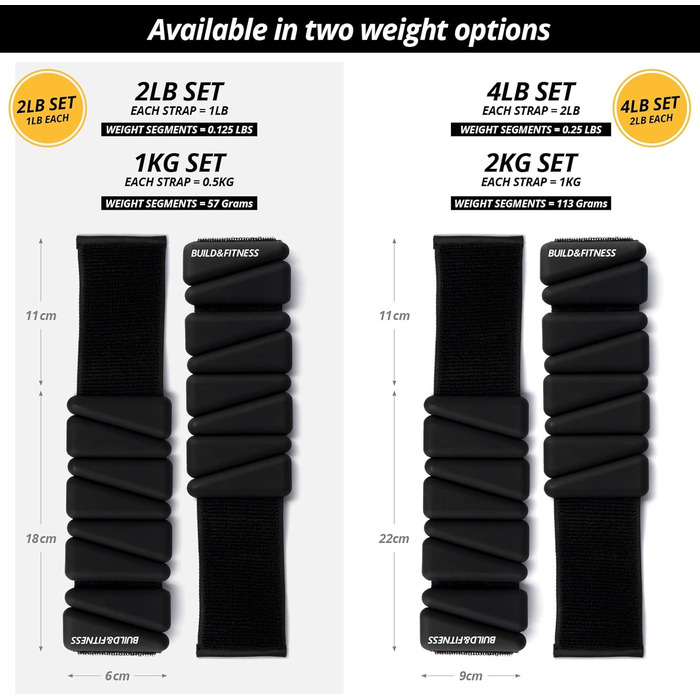 Набір вантажів на зап'ястя та кісточки (2 шт x 0,5 кг) з регульованими ремінцями для фітнесу, йоги, аеробіки