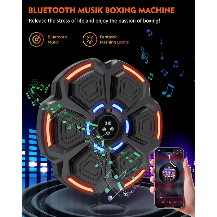 Музична боксерська машина для дорослих Snawowo - LED-дисплей, Bluetooth, 9 режимів швидкості, підрахунок ударів