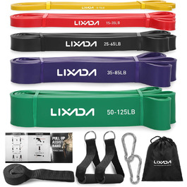 Набір фітнес-гумок Lixada з натурального латексу з дверним анкером, ручками з піни та сумкою для силових тренувань