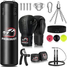 Набір для боксу Prorobust Boxsack-Set: мішок для боксу 120см, рукавички 12oz, для MMA, кікбоксингу, домашніх тренувань (без заповнювача), чорний
