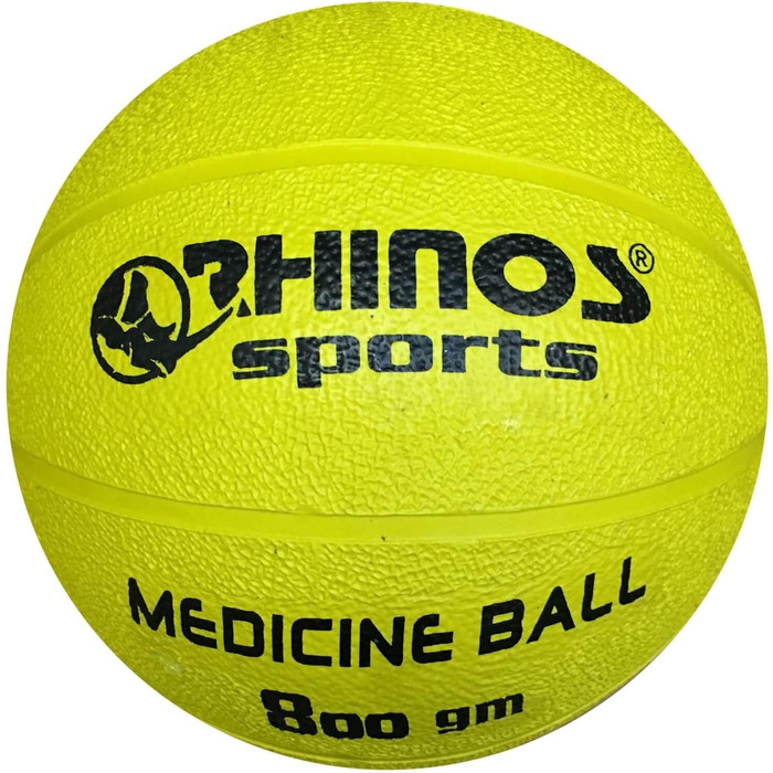 Медичний м'яч RHINOS 800 г, спортивний гімнастичний м'яч жовтий