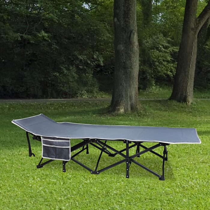 Розкладне ліжко для кемпінгу FIVMEN з сумкою для зберігання - 190x62x38 см, до 250 кг, для відпочинку на природі, в саду, у подорожах