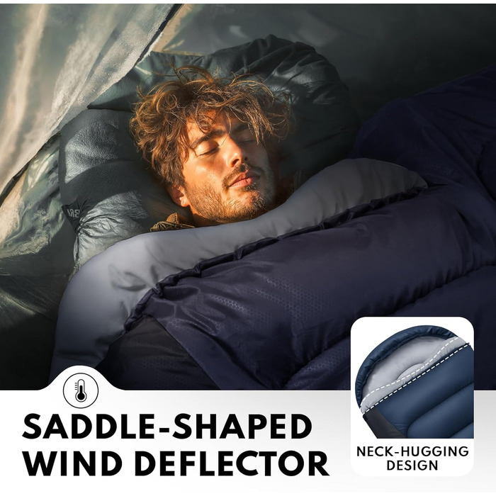 Спальний мішок XXL для дорослих, тепла погода, для кемпінгу, зимових походів, полювання та подорожей (3,2 кг, блакитний)