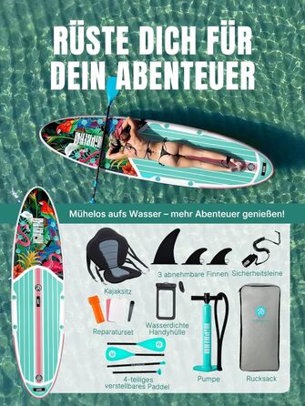 Надувне SUP-борд Flamingo Fiesta з сидінням та аксесуарами, 320 см, для 2 осіб, 200 кг, для будь-якого рівня підготовки