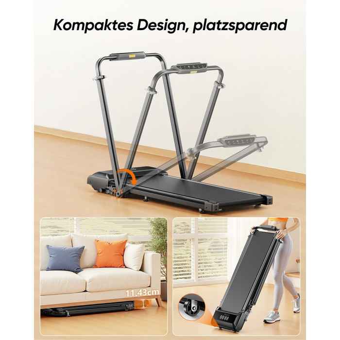 Біговий доріжка для дому з нахилом 5 в 1, 12% нахил, 2.5HP, складана, для дому та офісу, LED-дисплей, до 136 кг, без встановлення (чорно-біла, 137.01*71.81*13.00 см)