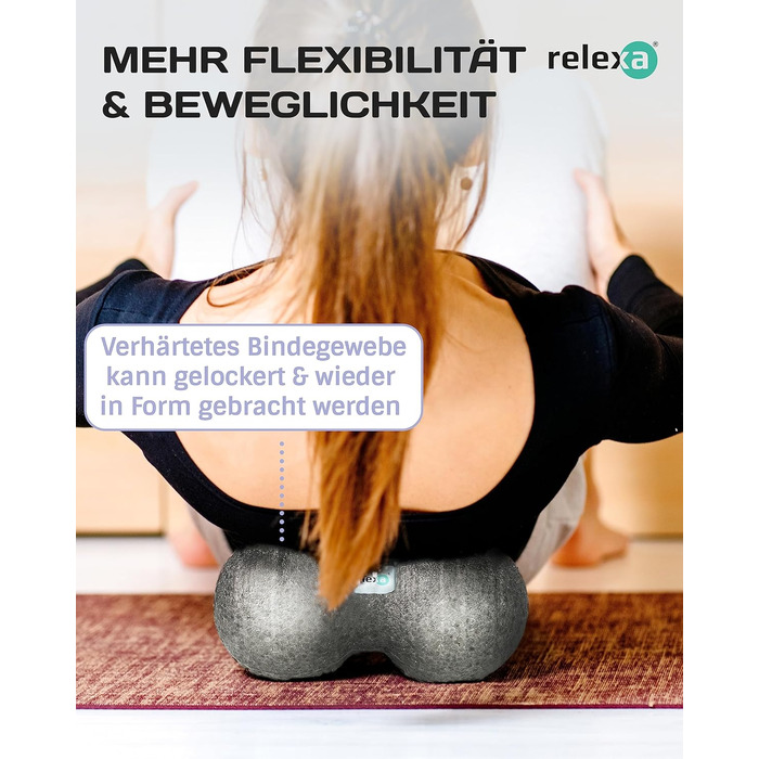 Релаксаційний масажний набір Relexa Starter Set Comfort чорний, 5 предметів: ролик для масажу, фасціальні ролики та м'ячі для зняття напруги і болю, для всіх м'язів, універсальний, з eBook