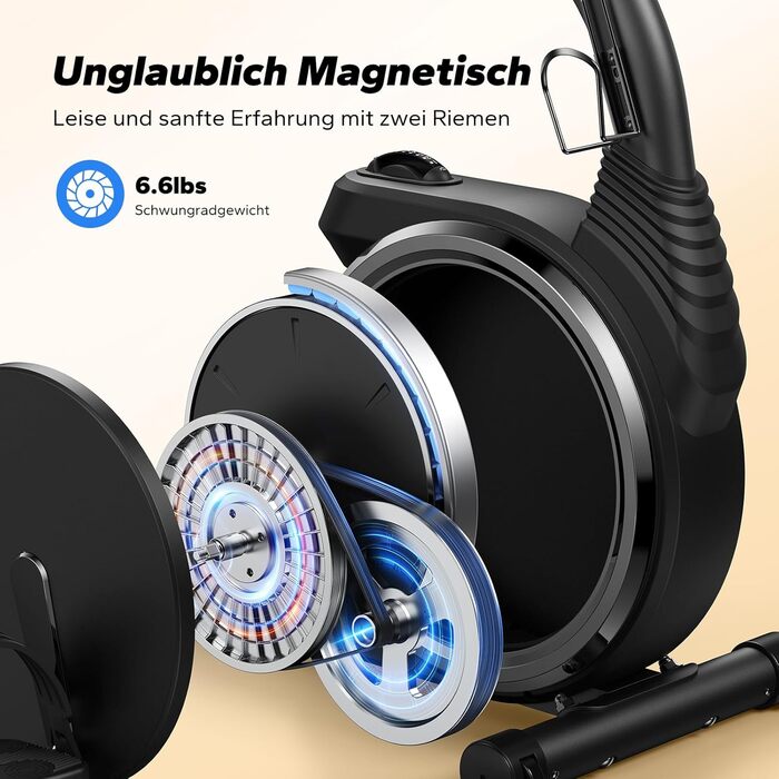 Велотренажер MERACH Liegeergometer для дому з 8 рівнями регулювання опору, легкий, з Bluetooth, LCD-дисплеєм та датчиками серцевого ритму, чорний