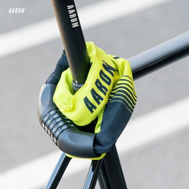 Замок для велосипеда AARON Lock One з 5-значним кодом, сталевий ланцюговий замок, високий рівень захисту, підходить для E-bike, MTB, Trekking, Tour, Road bike (Жовтий)