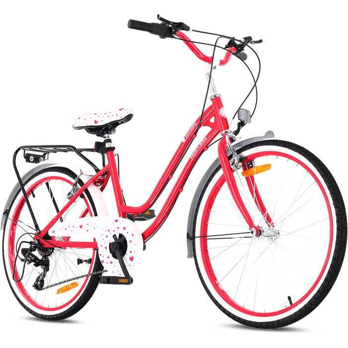 Дівчачий велосипед Sun Baby 20 дюймів, 6 швидкостей Shimano, для дітей 6-10 років, білий/золотий, Heart Bike