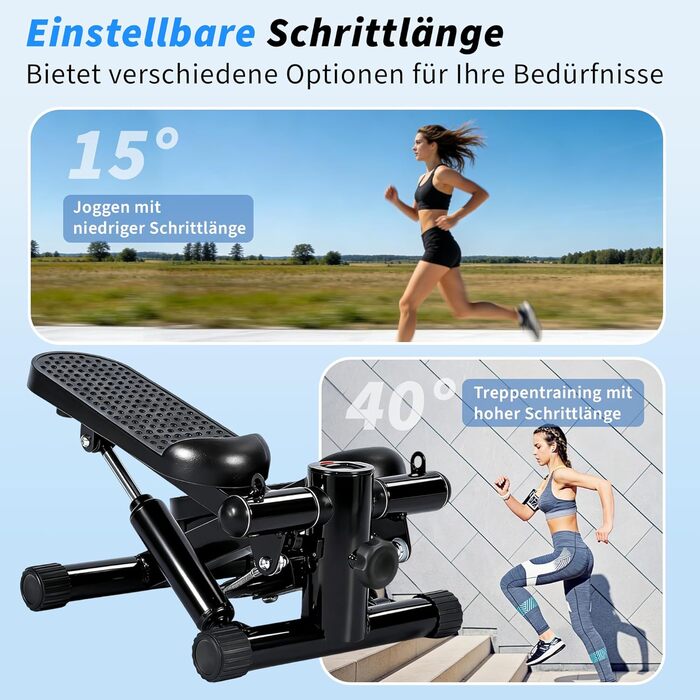 Міні степер 2-в-1 з тросами та LCD-дисплеєм для дому - регульований опір, фітнес для ніг та рук