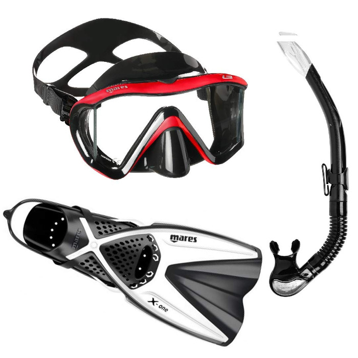 Набір для снорклінгу Mares i3 + X-One + Bay (чорно-червоний, L/XL (44-47))