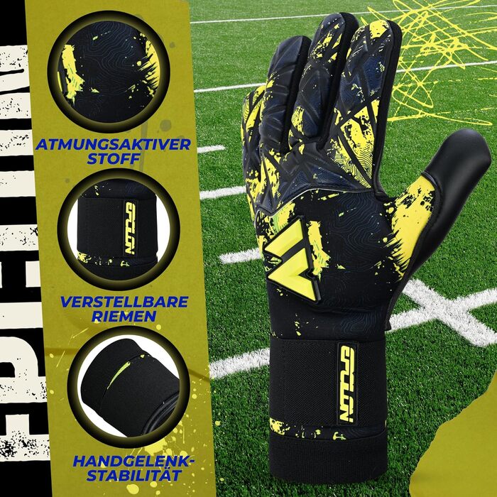 Дитячі та юніорські рукавички воротаря з латексної піни, чорні. Дихаючі та зручні рукавички для хлопчиків та дівчаток.